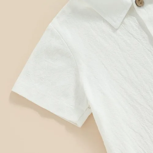 Vista 5 de Karuedoo Conjunto de 2 piezas de ropa de algodÃ³n y lino de manga corta con botones y pantalones cortos para el verano