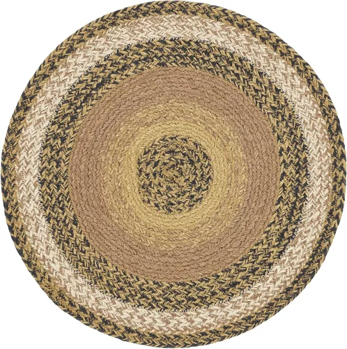 Vista 6 de VHC Brands Kettle Grove Primitive - Salvamanteles de mesa redonda de yute texturizado a rayas de 8 pulgadas