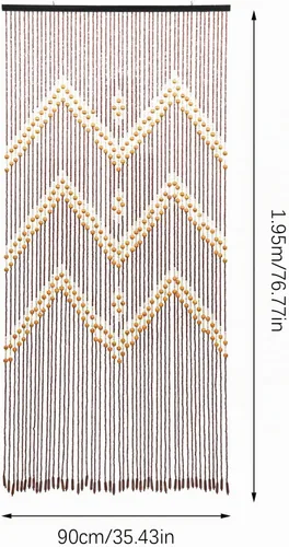 Vista 6 de Cortina de madera de bambú natural con cuentas de 52 hebras de madera para colgar, divisor decorativo hecho a mano, bohemio, de madera, para puerta