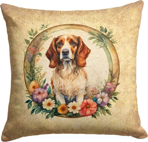Vista 54 de Caroline's Treasures DAC2072PW1414 Affenpinscher and Flowers - Almohada decorativa de tela, lavable a máquina, para interiores y exteriores