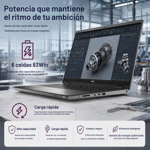Vista 8 de Laptop Dell Precision 7680, NVIDIA RTX 2000 Ada 8GB, i7-13850HX, 64GB DDR5