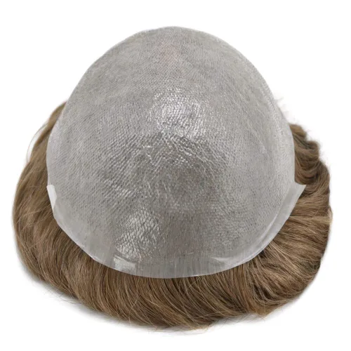 Vista 4 de Toupee - Sistema de reemplazo de cabello para hombres, piel ultrafina, transparente, 0.001 in, poliéster superfino, unidad de cabello de hombre, 8 x