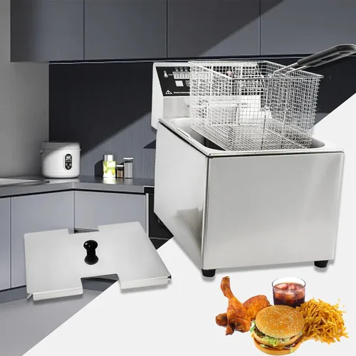 Vista 5 de Freidora eléctrica con cesta y tapa, capacidad de 8 litros, freidora eléctrica con control inteligente de temperatura para el hogar, cocina