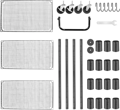 Vista 7 de WDT - Carrito rodante utilitario de capacidad 990 libras de alta resistencia, carritos rodantes NSF con ruedas, carrito de metal de grado comercial