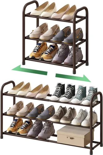 Vista 10 de kiplant Zapatero de 2 niveles para armario, organizador de zapatos de metal expandible, organizador de almacenamiento ajustable para zapatos