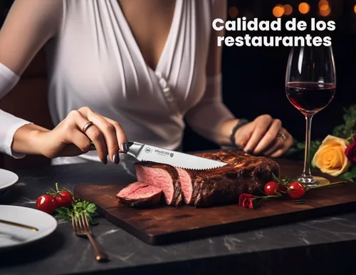 Vista 2 de BRODARK Juego de 6 cuchillos de carne dentados de 4.5 pulgadas, viene con Negro