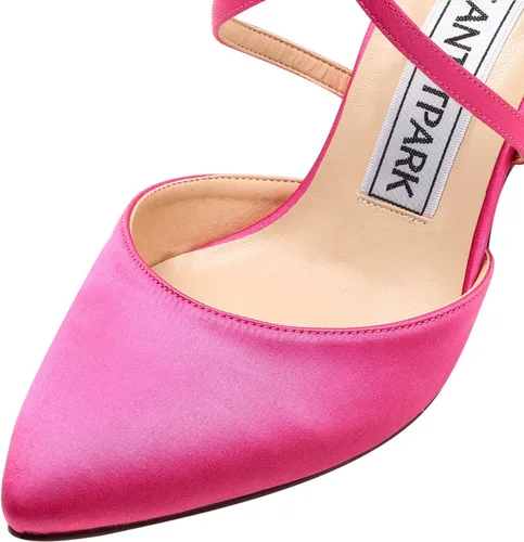 Vista 9 de ELEGANTPARK Tacones para mujer con punta cerrada con tiras puntiagudas de tacón alto de satén puntiagudo, zapatos de vestir de noche para boda