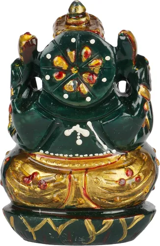 Vista 2 de Estatua de Ganesha de jade verde, estatua de piedra preciosa natural, Hancarved Ganesha aprox. 2251.00 ct para templo casero