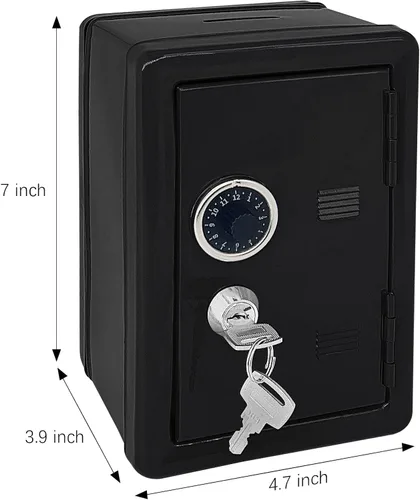 Vista 2 de Alcancía segura para niños, caja fuerte de metal con llave, caja de ahorro de dinero para niños y niñas, los mejores bancos de regalo