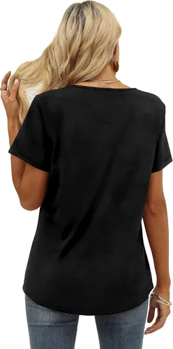 Vista 4 de WIHOLL Camisetas de verano con cuello en V y manga corta para mujer