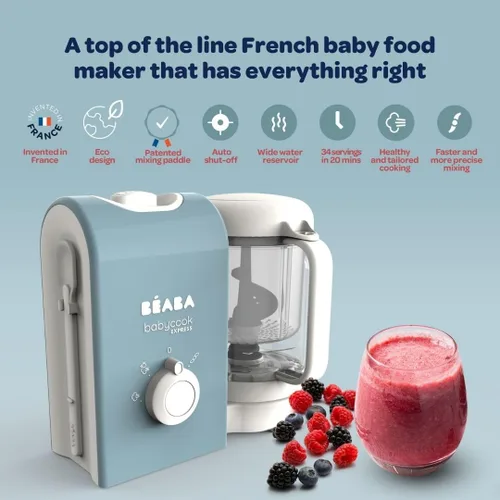 Vista 2 de BEABA Babycook Express – el más rápido Babycook, fabricante de alimentos para bebés, procesador de alimentos para bebés, vaporizador de alimentos