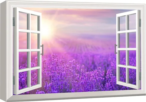 Vista 50 de wall26 - Cuadro en lienzo para pared, vista de ventana, río neón turquesa, rápido, bosque, lago, arroyo, naturaleza salvaje, fotografía, realismo