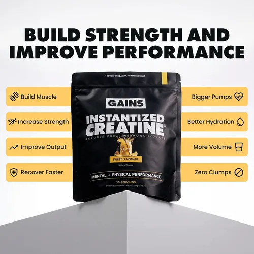 Vista 3 de Ganancias en monohidrato de creatina instantánea a granel para mujeres y hombres, polvo soluble para antes del entrenamiento, apoya la construcción