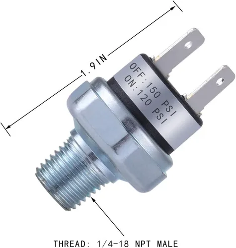 Vista 6 de Interruptor de Presión 120-150 PSI Interruptor de Presión del Compresor de Aire Interruptor de Presión de Aire 1/4"-18 NPT Interruptor de Presión