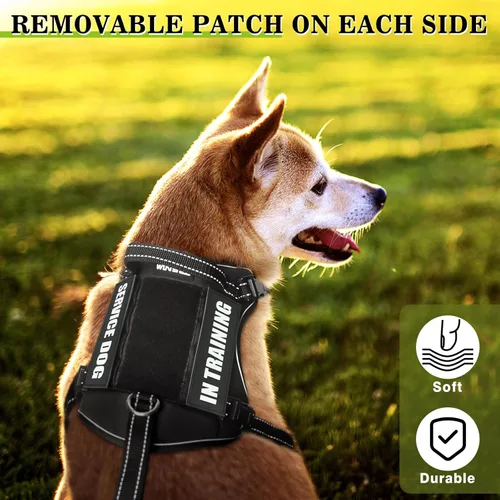 Vista 5 de WINSEE Parches reflectantes para perros de servicio en parche de entrenamiento para chaleco de servicio para arnés para perro (paquete de 7, S)