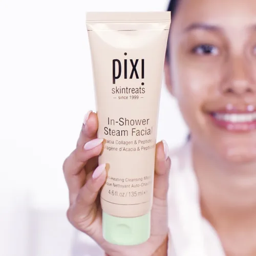 Vista 6 de Pixi Facial de vapor en la ducha Limpiador de gel a aceite para piel radiante Nutre profundamente, suaviza y tonifica Autocalentamiento