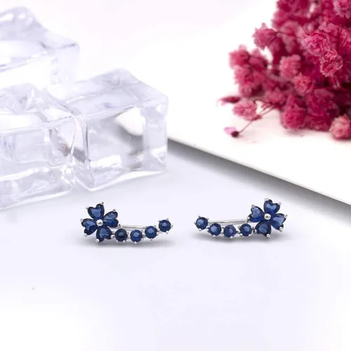 Vista 3 de YOQUCOL Aretes de circonita cúbica para mujer, con forma de flor, para niñas, Metal Cristal