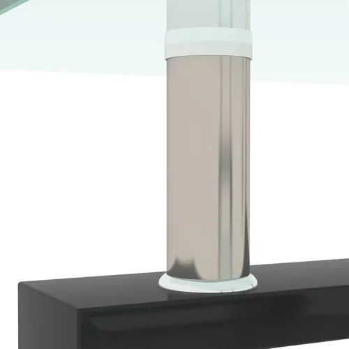Vista 7 de Mesa de centro moderna de cristal, mesa de centro transparente, mesa de té perfecta para sala de estar, oficina, patas de metal negro, 39.37 x 23.62