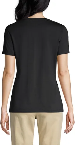 Vista 2 de Lands' End Camiseta relajada de algodón Supima con cuello en V para mujer