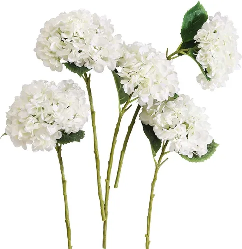 Vista 10 de PARTY JOY 12PCS Ramo de Flores de Seda de Hortensia Artificial de 15.4 Pulgadas, Tallos de Hortensias Artificiales para Centros de Mesa de Boda
