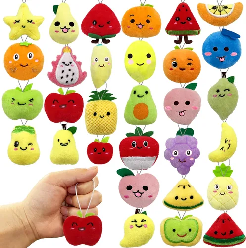 Vista 7 de XIPEGPA Juego de 30 juguetes de peluche de animales pequeños, llavero de juguete de peluche para recuerdos de fiesta, llavero adorno para bolsa