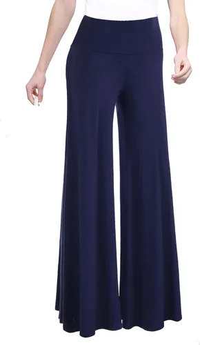 Vista 32 de Made By Johnny MBJ - Pantalones Palazzo de pierna ancha sólidos y teñidos con técnica batik, cómodos y casuales para mujer (XS~5XL)