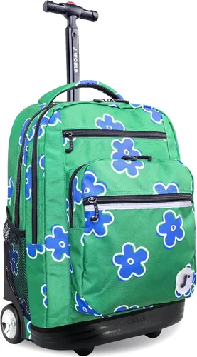 Vista 32 de J World Sundance Mochila Rodante para Laptop para Niñas y Niños. Mochila Escolar con Ruedas, Rombos negro, 20 pulgadas