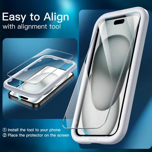 Vista 6 de JETech Funda mate 3 en 1 para iPhone 15, color negro