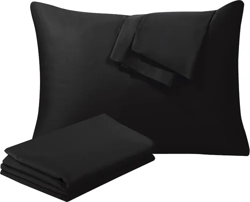 Vista 19 de Juego de 2 protectores de almohada de algodón egipcio 100%, tejido satinado de 400 hilos, protectores de almohada estilo cremallera de fácil cuidado