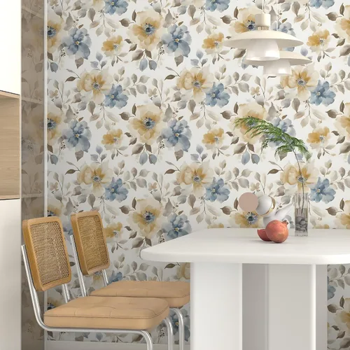 Vista 5 de Papel tapiz floral para despegar y pegar, papel de contacto bohemio de 17.3 x 197 pulgadas, papel de contacto bohemio grande para dormitorio, flores