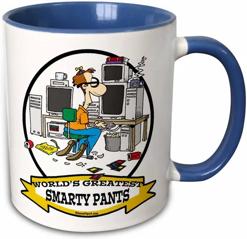 Vista 11 de 3dRose Taza de café, tamaño – 11 oz – Funny Worlds Greatest Smarty Pants Men Cartoon Worlds Greatest Cartoons – divertido regalo de taza de café