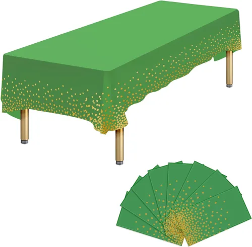 Vista 34 de Paquete de 4 manteles de plástico desechables azules y dorados para mesa rectangular, manteles desechables de 54 x 108 pulgadas, manteles