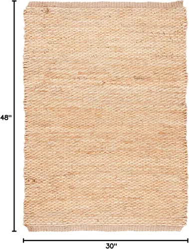 Vista 2 de Alfombra de área de yute natural tejido a mano Safavieh NF459A, de la colección de fibra natural (5 pies x 8 pies), Yute, Natural