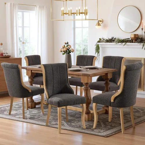 Vista 53 de SoarFlash Juego de 2 sillas de comedor de terciopelo, silla lateral de respaldo alto, silla lateral moderna tapizada de alta gama con botones Beige
