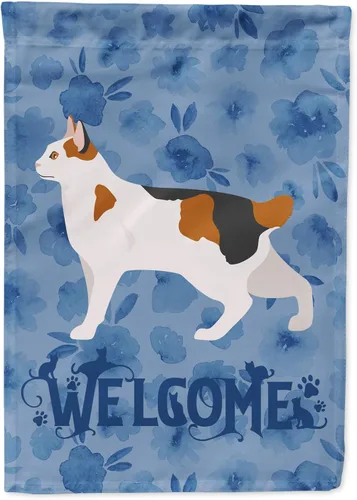 Vista 256 de Caroline's Treasures CK4813CHF - Bandera de bienvenida con gato abisinio azul, manga grande, para porche, para colgar en la pared, poliéster