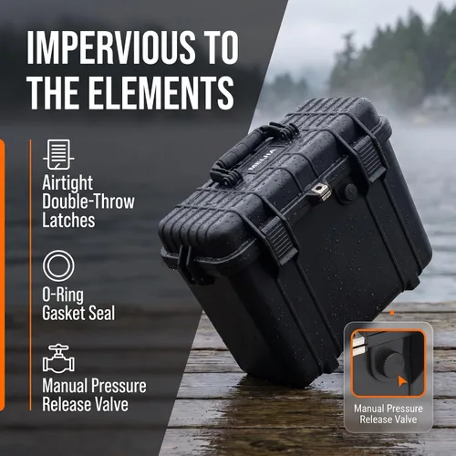 Vista 9 de MEIJIA Funda rígida impermeable para cámara para todo tipo de clima con espuma de ajuste personalizado incluida, elegante negro, apto para drones