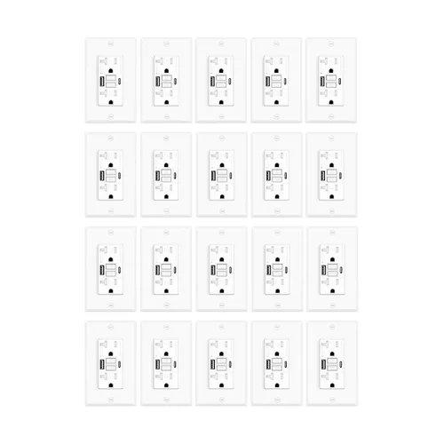 Vista 37 de Greencycle Toma GFCI de 15 amperios con puertos USB C y USB A, 1 unidad de toma eléctrica GFCI de prueba automática con USB, con indicador LED