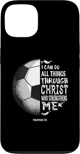 Vista 7 de Funda para iPhone 17 con versículo bíblico de fútbol Christian Sayings Philippians 4:13