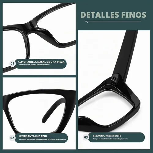 Vista 4 de WOWSUN Narrow Small Vintage Cat Eye Frames Eyeglasses for Women Retro Blue Light Blocking Computer Glasses