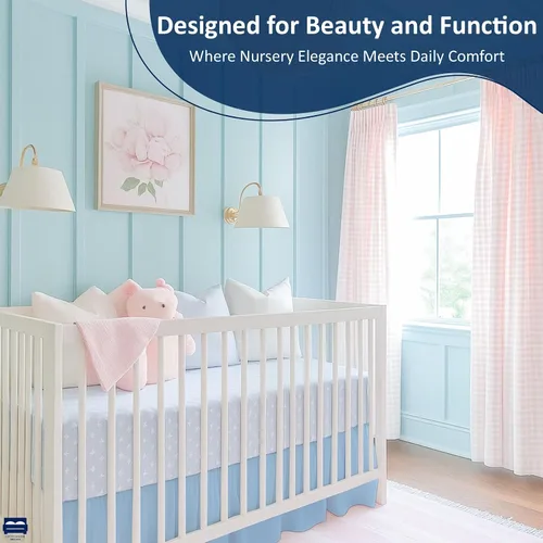 Vista 5 de Cottingon Falda de cama para cuna para guardería, volantes de polvo de ropa de cama de niños pequeños, falda de cuna de microfibra cepillada