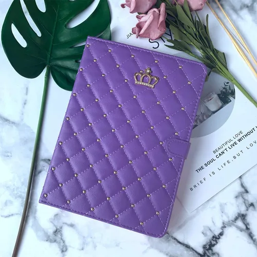 Vista 6 de Funda Linda con Corona para iPad Mini 7 (A17 Pro) 2024/Mini 6 2021, Cuero PU Brillante con Diamantes, Función Automática de Encendido/Apagar