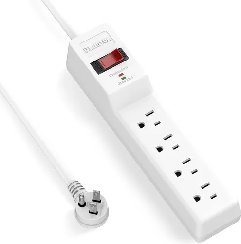 Vista 9 de Regleta protectora contra sobretensiones, paquete de 2 – 4 tomas de corriente y cable de extensión de 2 pies, 1875 W/15 A 90 julios, protección