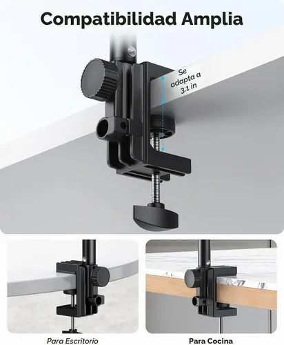 Vista 9 de OMOTON Soporte ajustable para tablet de escritorio, soporte para tablet para iPad, soporte de teléfono para cama con rotación de 360°, se adapta a
