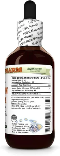 Vista 3 de Hawaii Pharm Extracto sin alcohol de hoja de bálsamo de limón, 2 fl oz
