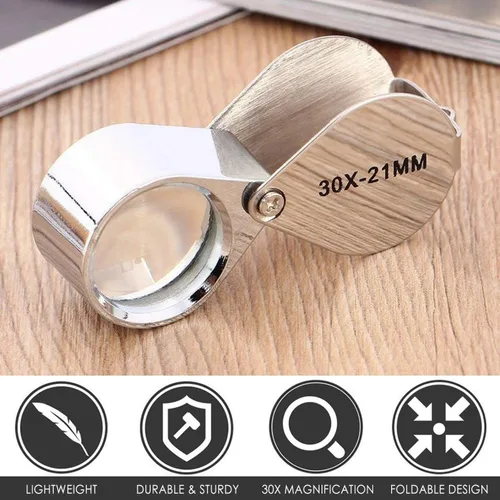 Vista 4 de KINGMAS Lupa de bolsillo para joyería de 1.181 x 0.827 in, lupa de ojo de joyeros