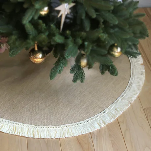 Vista 16 de ORTIGIA Falda de Árbol de Navidad de Camión de 48 Pulgadas Cuadros Búfalo Rojo Negro Falda de Árbol de Navidad Cuello Borde con Volantes para Granja