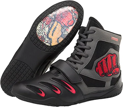 Vista 2 de UKUBAG Zapatos de lucha libre para hombre, tenis de boxeo ligeros, zapatos de lucha de boxeo, zapatos deportivos casuales