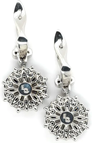Vista 3 de ETHNIQ Aretes Diseño único colgante con circonita cúbica (74 piedras), joyería ligera de moda para mujer para todos los eventos, ideal para el día