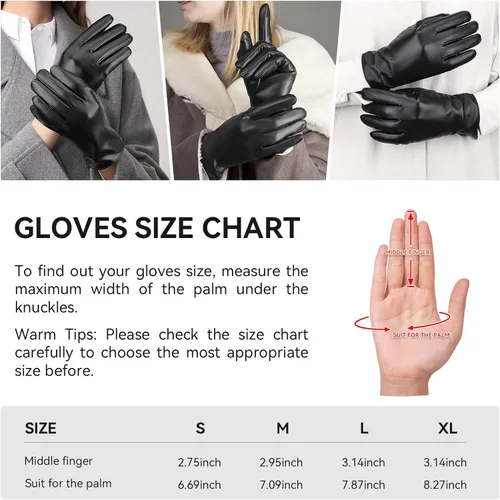 Vista 7 de OZERO Guantes de invierno para mujer forro de lana térmica de piel sintética para pantalla táctil, antideslizante, mantiene las manos calientes