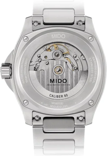 Vista 3 de MIDO Multifort TV Big Date - Reloj suizo automático para hombres - Caja de 40mm con respaldo transparente Azul sobre acero inoxidable